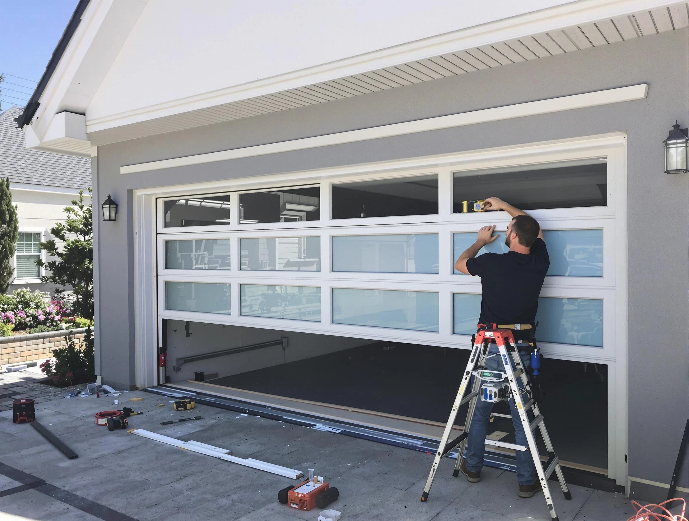 Wayne Garage Door Repair team performing garage door replacement in Wayne