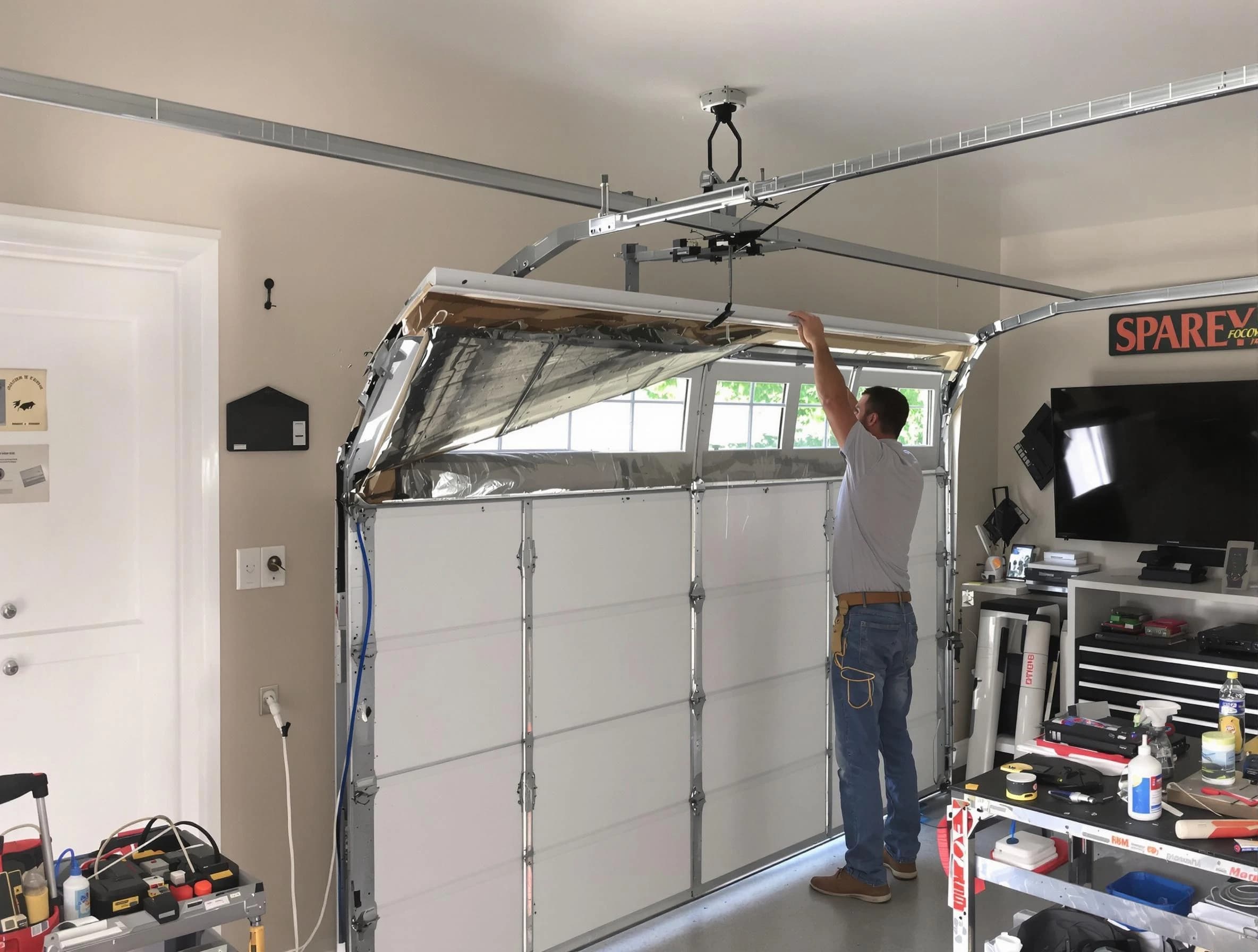 Garage door section replacement by Wayne Garage Door Repair in Wayne