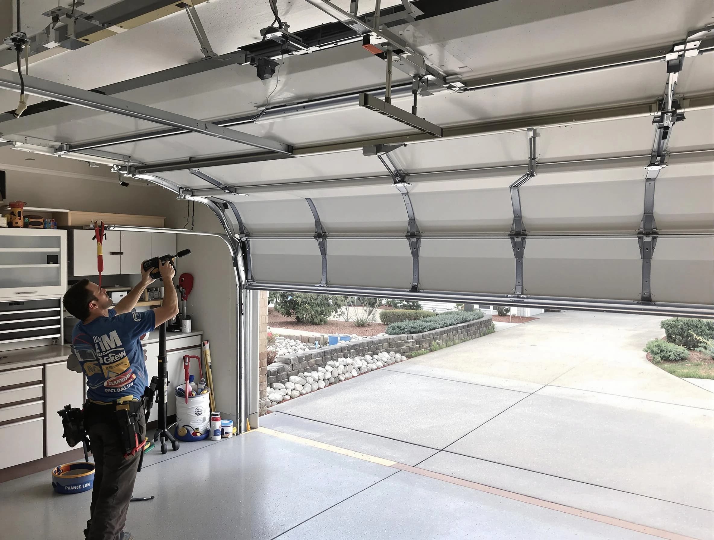 Garage door track repair service by Wayne Garage Door Repair in Wayne