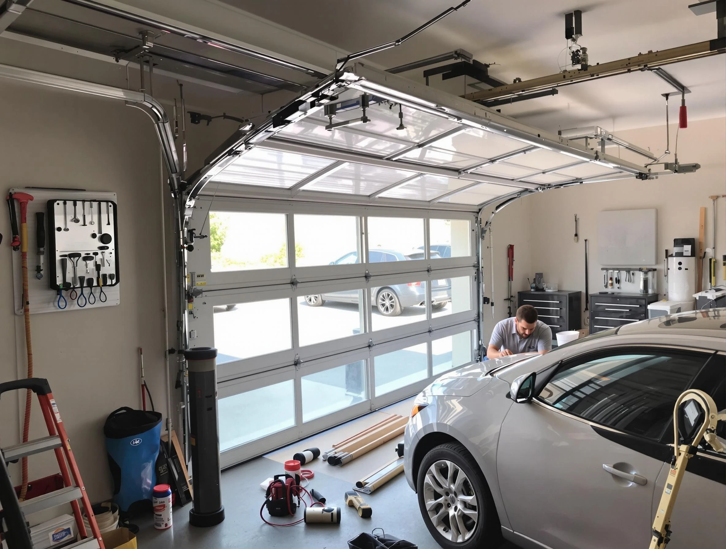Garage door noise reduction service by Wayne Garage Door Repair in Wayne