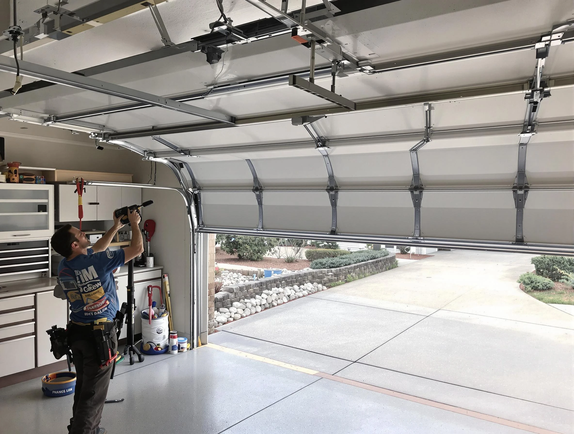 Garage door track repair service by Wayne Garage Door Repair in Wayne